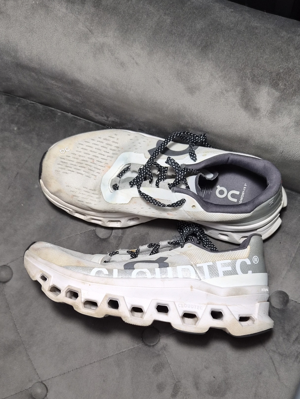 On Running Shoes White and Gray Athletic Sneakers W9